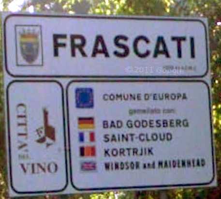 Cartel de la calle en Frascati