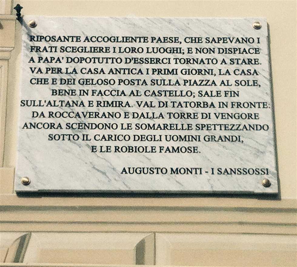 Placa conmemorativa en Monastero Bormida